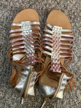 J.Crew Metallic Gladiator Sandal Sz 8